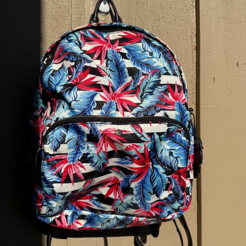 EUC TOMMY BAHAMA Siesta Key striped palms of paradise backpack